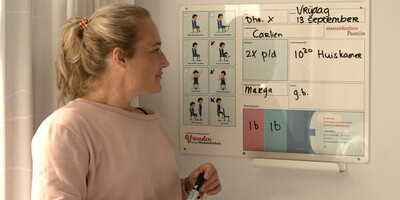 Whiteboards met instructie voor valpreventie